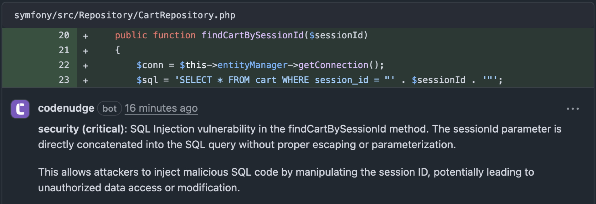 Inline AI Code review